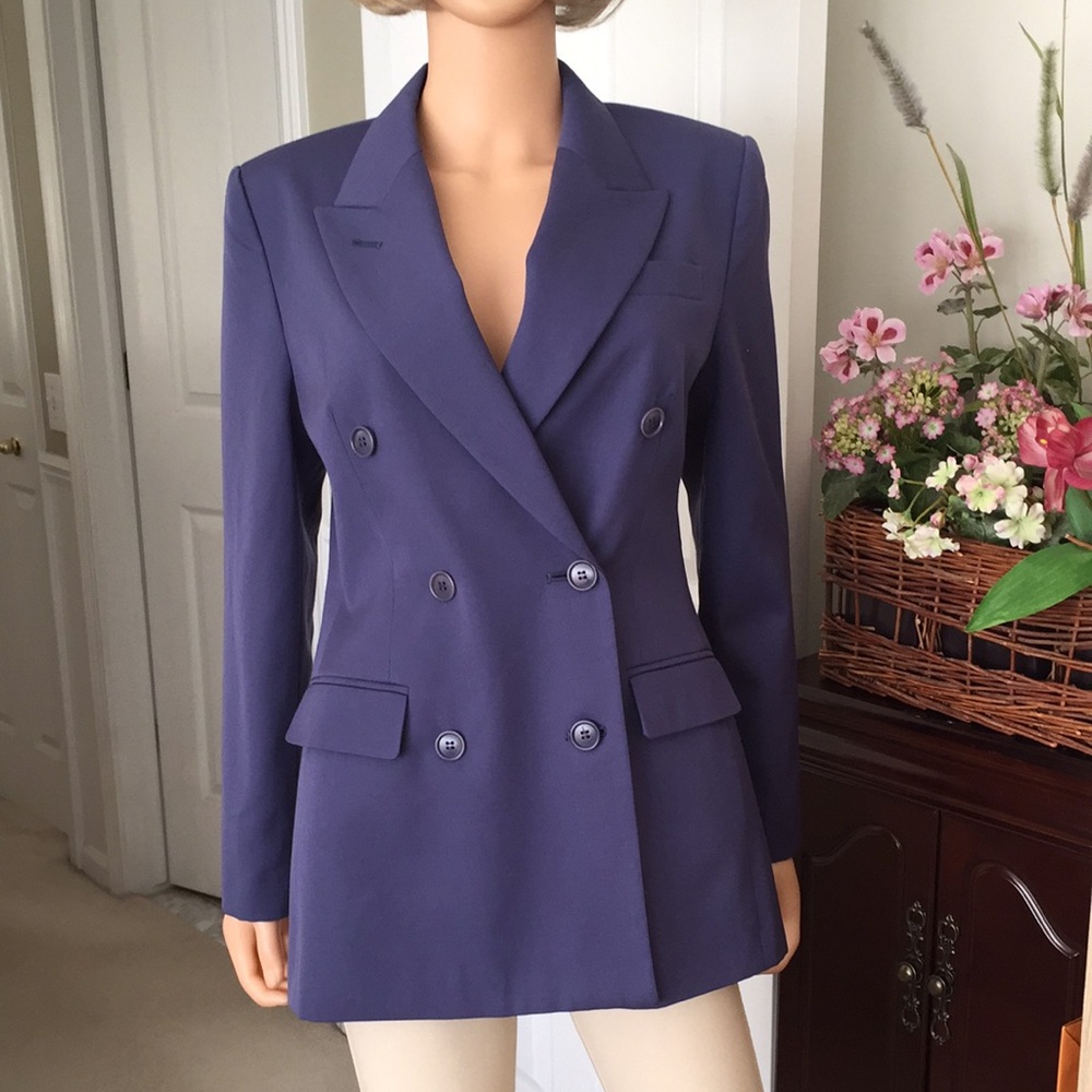 Vintage Talbots 100% Wool Double Breasted Blazer Made in Japan Size 4 - Picture 3 of 12